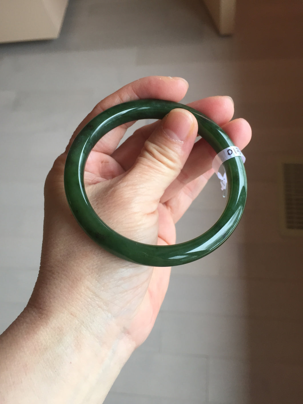59.3mm certified 100% Natural dark green/black nephrite (碧玉)  bangle HN50-0137