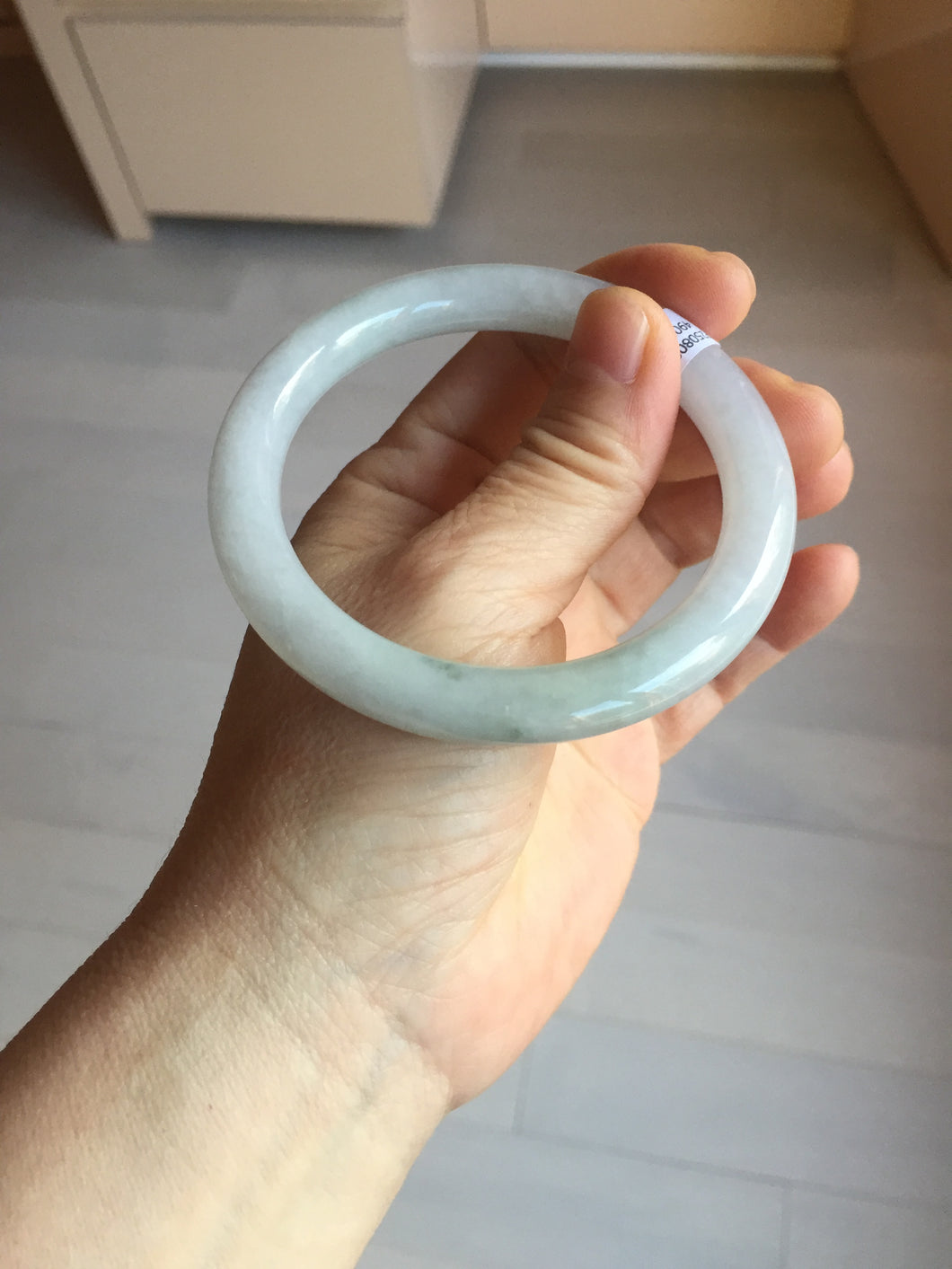 56.5mm Certified Type A 100% Natural light green/purple/white round cut Jadeite bangle PD104-4907