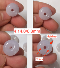 Load image into Gallery viewer, 100% Natural white/purple/yellow jadeite Jade Safety Guardian Button(donut) Pendant/worry stone BF96
