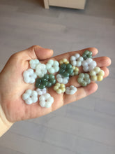 Load image into Gallery viewer, Type A 100% Natural light green/white/purple jadeite Jade Hawaiian flower Pendant AA66
