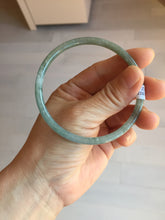 Load image into Gallery viewer, 60.6mm Type A 100% Natural Light Green/Gray/Black/Brown “Reed Flowers &amp; Snow” Guatemala Slim Round Cut Jadeite Bangle PJ124-1412
