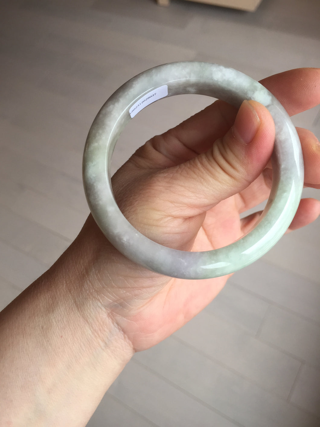 56.7mm 100% natural type A green/white/purple jadeite jade bangle BM47-8037(certificate is lost)