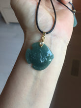 Load image into Gallery viewer, 100% Natural type A dark green/blue/black/gray Guatemala jadeite jade 3D tropical fish Pendant group PD94
