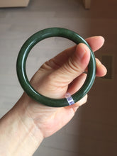 Load image into Gallery viewer, 60.7mm certified 100% Natural dark green/black round cut nephrite (碧玉) bangle HN67-9138
