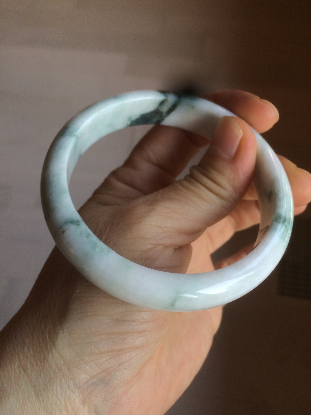 59.5mm Certified 100% natural type A green white/light purple jadeite jade bangle AT86-9566