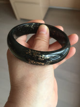 Load image into Gallery viewer, 58.5mm 100% Natural dark green/black meteorite Stellar Night sky nephrite bangle HN86-7597
