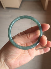 Load image into Gallery viewer, 55.5mm Certified Type A 100% Natural dark green/blue/gray Guatemala slim round cut Jadeite bangle PH172-8138
