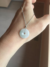 Load image into Gallery viewer, 13.4-16.6mm Type A 100% Natural icy watery light green white gray Jadeite Safety Guardian Button donuts pendant PF21 Add on item
