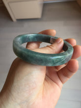 Load image into Gallery viewer, 58.5mm Certified Type A 100% Natural Dark Green Purple Gray Monet's Pond Square Jadeite Jade Bangle PF85-7521
