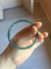 Load image into Gallery viewer, 58mm Type A 100% Natural half black half icy dark green/blue/gray Guatemala skinny round cut Jadeite bangle PJ25-9700
