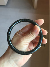 Load image into Gallery viewer, 63.5mm 100% Natural Dark Green Black Meteorite A Sky Full of Stars (繁星满天) Round Cut Nephrite Bangle HN225-0576
