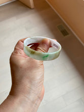 Load image into Gallery viewer, 50.8mm Certified type A 100% Natural sunny green/white/purple thin square Jadeite Jade bangle AM77-2829

