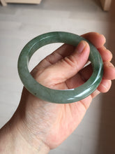 Load image into Gallery viewer, 57.2mm certified Type A 100% Natural icy watery dark green gray Jadeite Jade bangle PC15-0368

