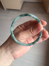 Load image into Gallery viewer, 57.8mm Certified type A 100% Natural light green with green floating flowers round cut Jadeite bangle J129-3397
