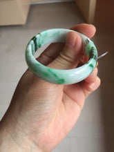 Load image into Gallery viewer, 46.7mm certified Type A 100% Natural sunny green/brown/white(白底青) kids Jadeite Jade bangle/scarf buckle PJ67-0098
