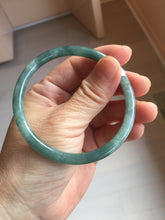 Load image into Gallery viewer, 57.6mm Certified Type A 100% Natural dark green/blue/gray with Guatemala slim round cut Jadeite bangle PJ91-3451
