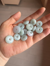 Load image into Gallery viewer, 15-19mm Type A 100% Natural light green purple white Jadeite Safety Guardian Button donuts pendant PH48 Add on item.
