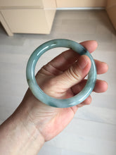 Load image into Gallery viewer, 55.5mm Certified Type A 100% Natural Dark Green Blue Gray Black Moonlit Ink (水墨月色) Round Cut Jadeite Jade Bangle AZ141-0759
