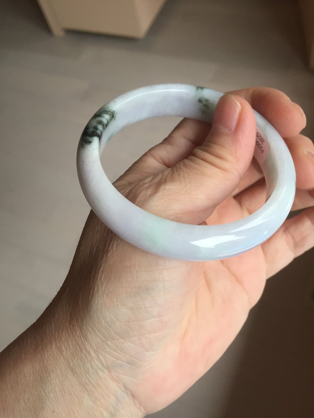 54.5mm certified 100% natural Type A sunny green/purple/white jadeite jade bangle PB229-2825