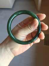 Load image into Gallery viewer, 59.7mm certified 100% Natural dark green/black nephrite (碧玉)  bangle HN151-0527
