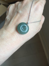 Load image into Gallery viewer, 18.4mm Type A 100% Natural oily dark green/gray Jadeite Jade Safety Guardian Button donuts Pendant PC110

