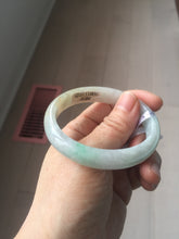 Load image into Gallery viewer, 50.5mm Certified Type A 100% Natural sunny green/white Oval Jadeite Jade bangle F115-0086
