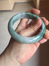 Load image into Gallery viewer, 57.5mm certified 100% natural Type A light green/purple/white chubby jadeite jade bangle R59-1301
