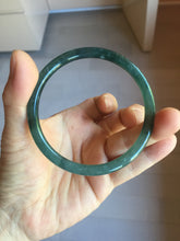Load image into Gallery viewer, 59.2mm Certified Type A 100% Natural light green/blue/gray with flying snow Guatemala slim round cut Jadeite bangle PJ26-4318
