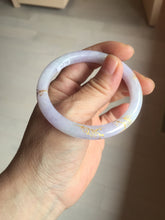 Load image into Gallery viewer, 52.7mm 100% Natural type A purple white carved and golden-painted Jadeite Jade bangle BP165-0271
