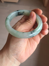 Load image into Gallery viewer, 55.2mm certified type A 100% Natural icy watery light green with dark green flowers jadeite jade bangle PH58-1057
