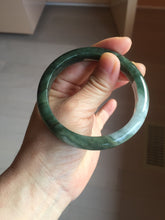 Load image into Gallery viewer, 57.5mm Certified Type A 100% Natural oily dark green(老油青)/gray Jadeite bangle BG228-0397
