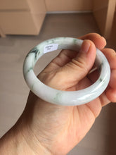 Load image into Gallery viewer, 56.8mm Certified Type A 100% Natural light purple white green with green floating flowers jadeite Jade bangle PB294-7301
