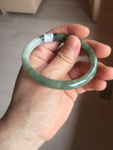 Load image into Gallery viewer, 52mm Certified Type A 100% Natural white Oily Dark Green Gray Black Oval Jadeite Jade Bangle PC219-6219
