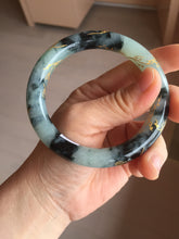 Load image into Gallery viewer, 58mm 100% Natural type A icy watery green dark carved flowers golden-painted round cut Jadeite Jade bangle PH76-5856
