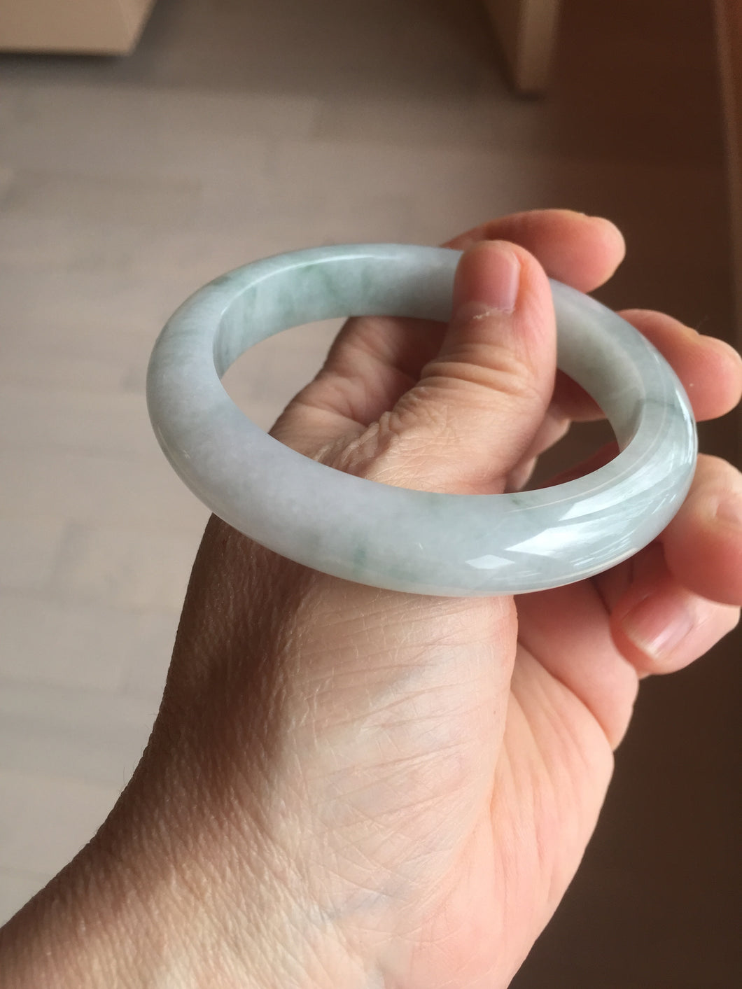 56mm certified 100% natural Type A icy light green jadeite jade bangle PE8-0310