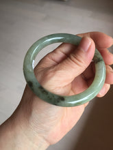 Load image into Gallery viewer, 54.5mm Certified type A 100% Natural light green dark green floating seaweed slim round cut Jadeite bangle PC59-6609
