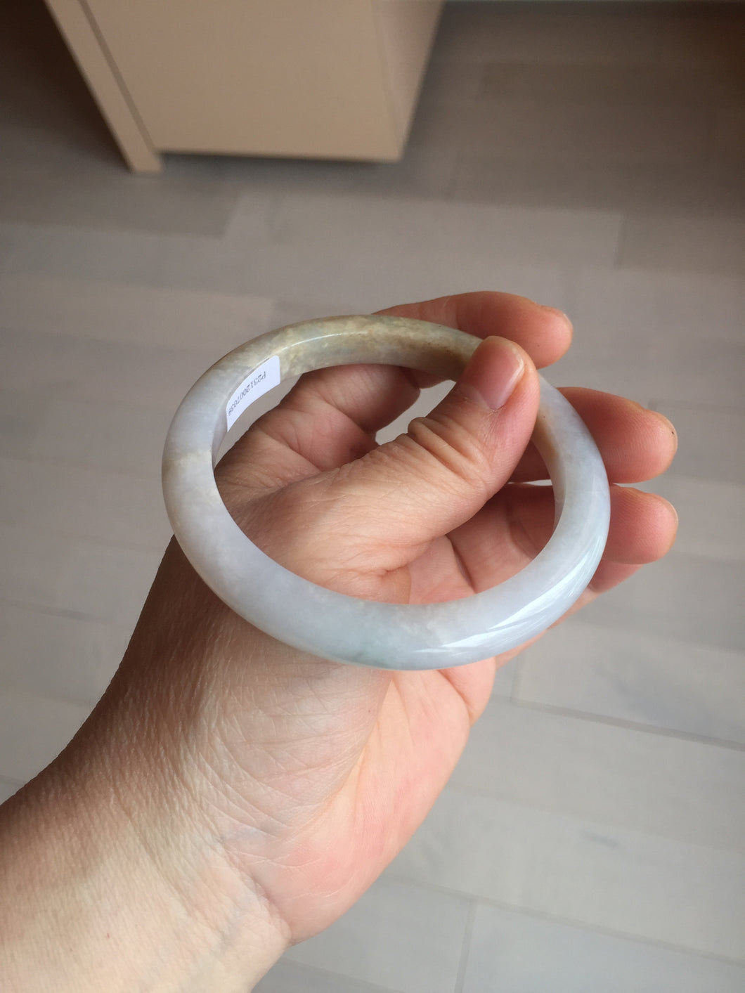 58mm Certified Type A 100% Natural white/light purple/yellow/brown (FU Lu SHOU)Jadeite Jade bangle BM50-7039