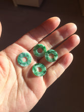Load image into Gallery viewer, 16.3mm Type A 100% Natural sunny green Jadeite Safety Guardian Button donuts pendant PF52
