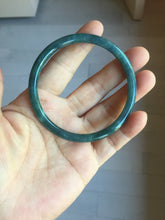 Load image into Gallery viewer, 58.5mm Certified Type A 100% Natural light black/green/gray/purple Guatemala slim round cut Jadeite bangle PJ77-0655
