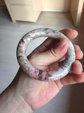 Load image into Gallery viewer, 51.8mm 100% natural pink/black/brown/yellow/black chubby round cut rose stone (Rhodonite) bangle SY134
