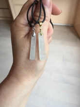 Load image into Gallery viewer, 100% Natural type A icy watery light green white narrow rectangle Jadeite Jade safe and sound pendant group BS139 Add on item
