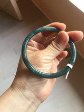 Load image into Gallery viewer, 58.8mm Certified Type A 100% Natural dark green/blue/gray with flying snow Guatemala slim round cut Jadeite bangle PA152-8823
