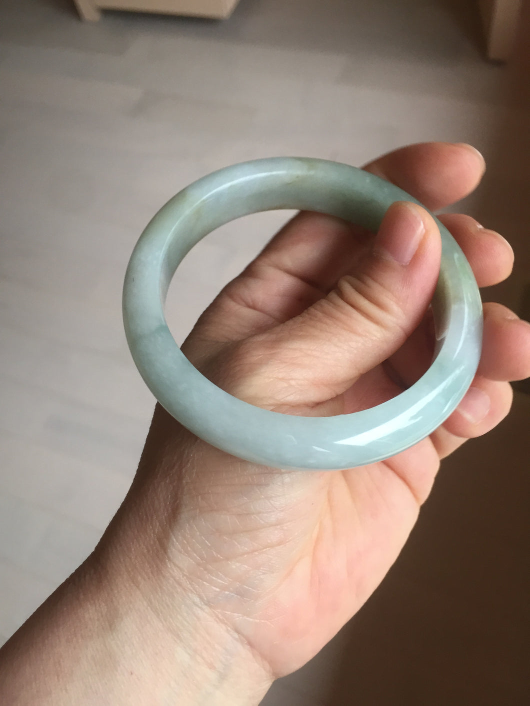 57mm Certified Type A 100% Natural light green blue brown jadeite Jade bangle PC94-0362