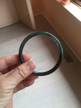 Load image into Gallery viewer, 59.2mm Certified Type A 100% Natural Half Black (乌鸡) / Half Watery Blue (蓝水)/gray Guatemala Jadeite Jade Bangle AZ148-1369
