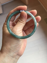 Load image into Gallery viewer, 54.9mm Certified Type A 100% Natural dark green/blue/gray with Guatemala slim round cut Jadeite bangle PJ92-3448

