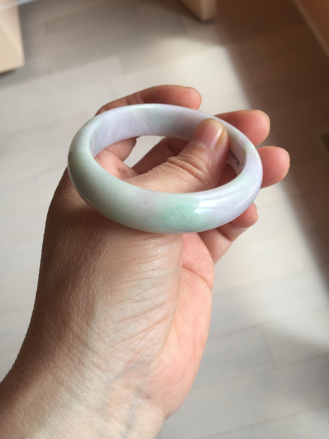 51.5mm certified Type A 100% Natural sunny green purple oval Jadeite Jade bangle PC5-4031