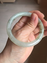 Load image into Gallery viewer, 54mm Certified type A 100% Natural light green dark green floating seaweed round cut Jadeite bangle PC60-6625
