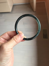 Load image into Gallery viewer, 57mm Type A 100% Natural half black(乌鸡) half icy blue (蓝水) Guatemala Slim Round Cut Jadeite Bangle PJ132-1375
