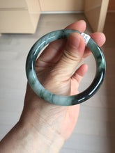 Load image into Gallery viewer, 55.7mm Certified Type A 100% Natural Dark Green Blue Gray Black Slim Moonlit Ink (水墨月色)Round Cut Jadeite Jade Bangle BS146-0748
