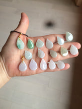 Load image into Gallery viewer, 100% natural icy watery green purple white type A jadeite jade water drop pendant necklace group BF18
